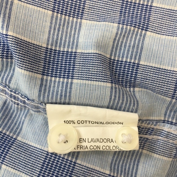 Bowery & Broome Cotton Blue Plaid Long Sleeve Button Down Shirt - Picture 6 of 13